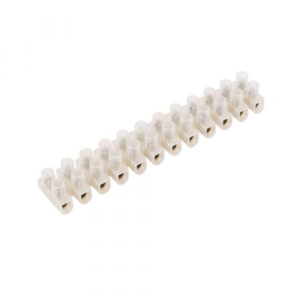 Conector Elétrico Para Fio 4mm 12 Bornes 250V 24A Branco Lukma