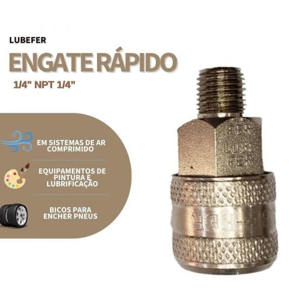 Engate Rápido Macho Com Rosca 1/4