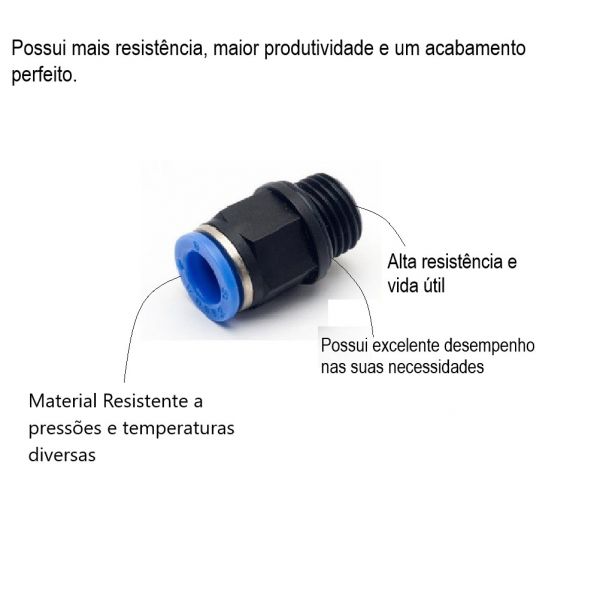 Conector Macho Instantâneo Giratório Plástico 1/4