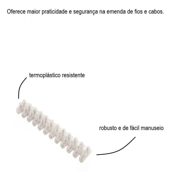 Conector Termoplástico Branco 12 Polos 10mm 30A Decorlux