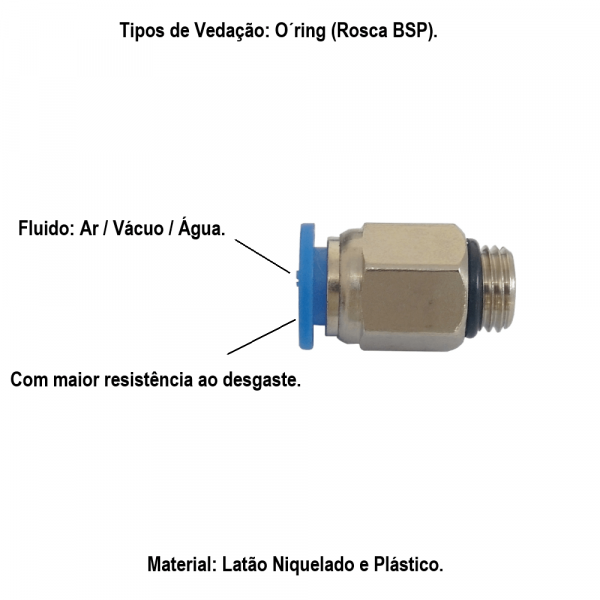 Conexão Giratória Macho Pneumática Instantânea 12X1/4