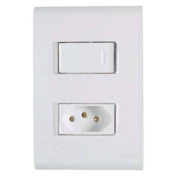 Conjunto 1 Interruptor Simples + 1 Tomada 20A Liz Tramontina