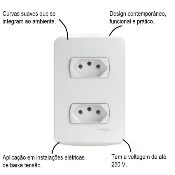 Conjunto 2 Tomadas 2p+T 10a 250v Branco Miluz Schneider Electric