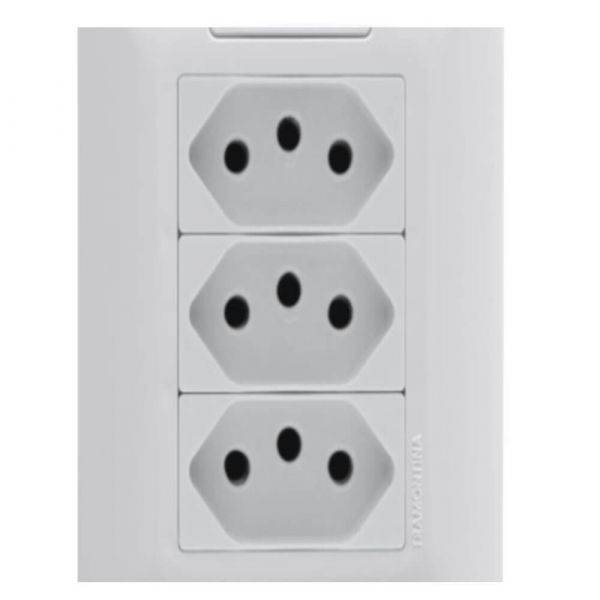 Conjunto 3 Tomadas 2P + T 10A 250V 4X2 Aria Tramontina