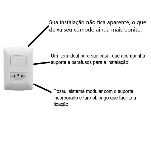 Conjunto 4x2 com 1 Interruptor Paralelo 6 A 250 V e 1 Tomada 2P+T 10 A 250 V Tramontina