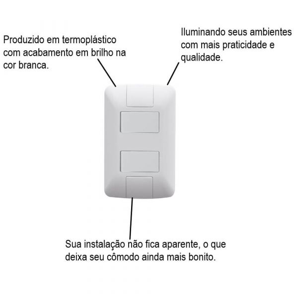 Conjunto 4x2 com 2 Interruptores Simples Aria 6 A 250 V Tramontina