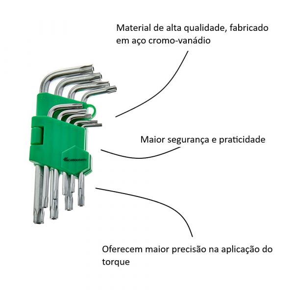 Chaves Hexalobular Tipo Estojo 9 Peças Carbografite