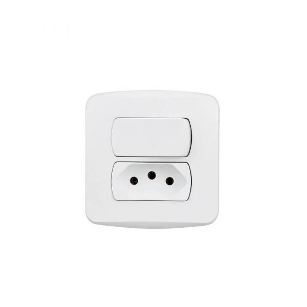 Conjunto Sobrepor 1 Interruptor Simples + 1 Tomada 10A Miluz Schneider Eletric
