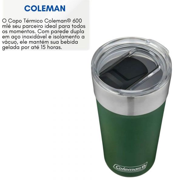 Copo Térmico Verde em Inox Com Abridor 600ml Coleman