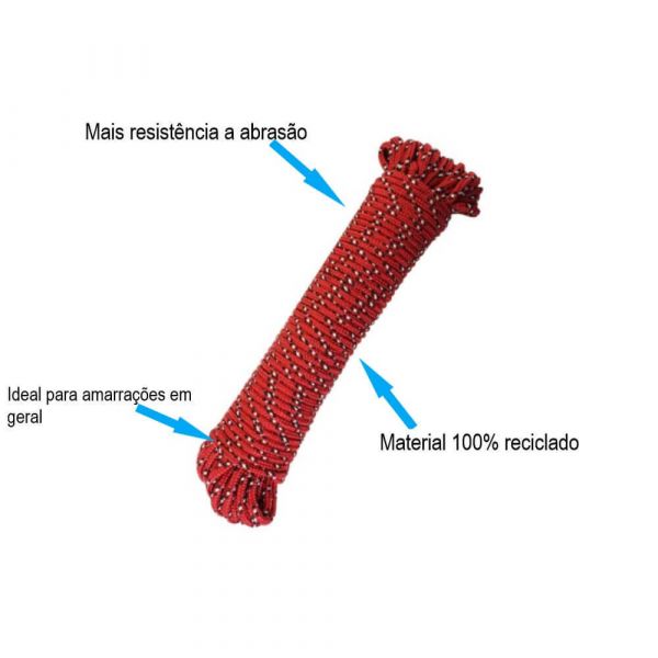 Corda Trançada 6mmX20 Metros Cores Sortidas Cordoria Brasil