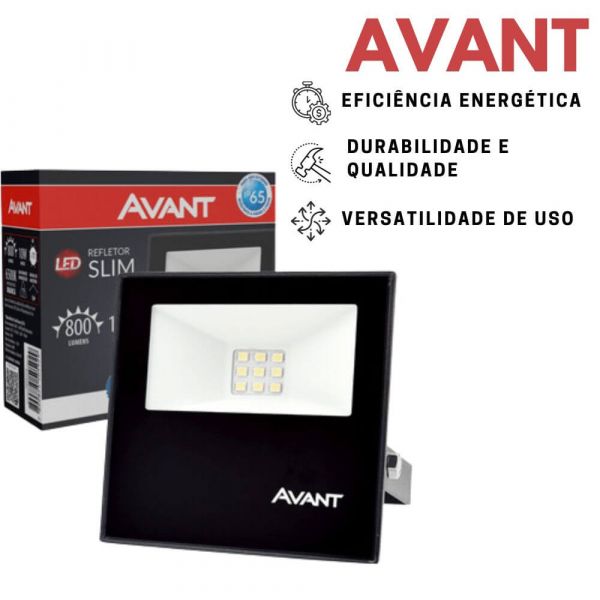 Refletor Led Bivolt Slim 10w Avant