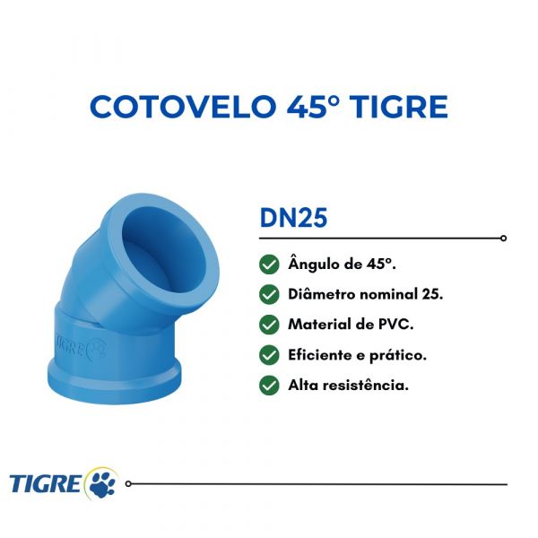 Cotovelo 45º Soldável Agro DN25 Tigre