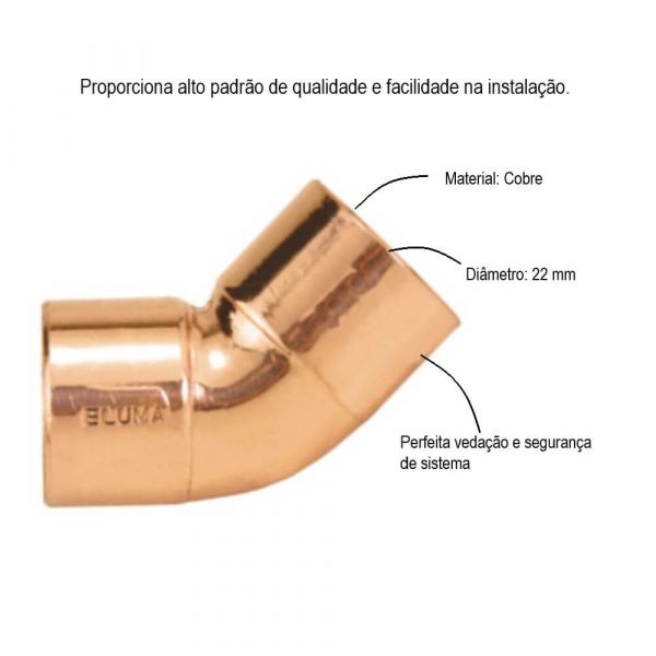 Curva De Cobre 45° 22mm Eluma 606