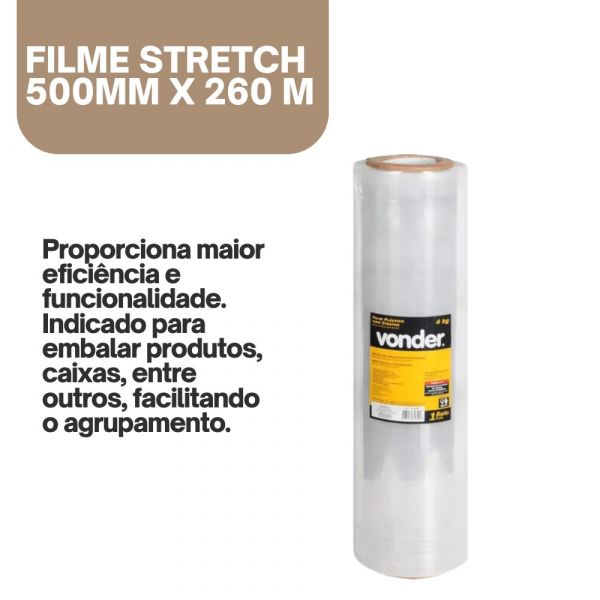 Filme Stretch 500mm x 260 m 3.5kg Vonder