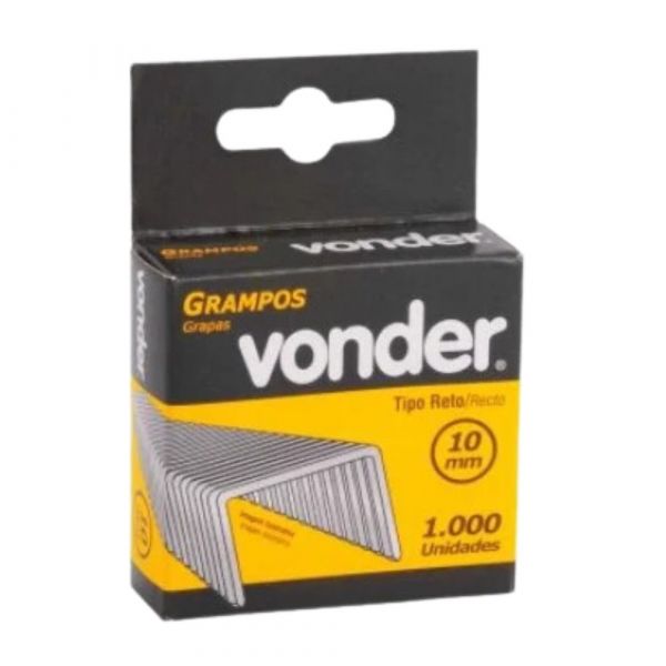 Grampo Reto 10mm Espessura 1.2mm Caixa com 1.000 Unidades Vonder
