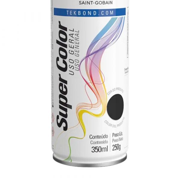 Tinta Spray Preto Brilhante Uso Geral 350 Ml TekBond