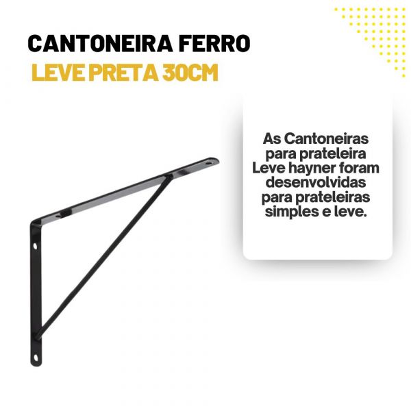 Cantoneira Ferro Leve Preta 30cm Hayner