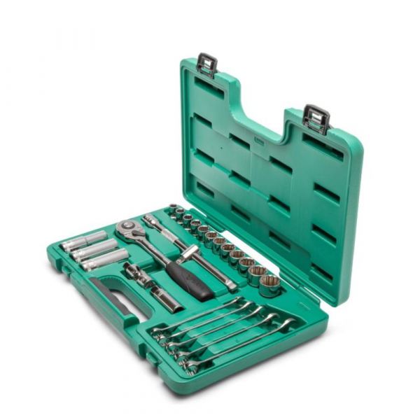 Jogo de Soquete Estriado 1/2 pol com 18 Peças- Sata