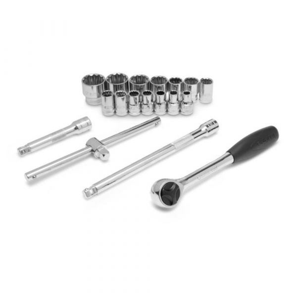 Jogo de Soquete Estriado 1/2 pol com 18 Peças- Sata