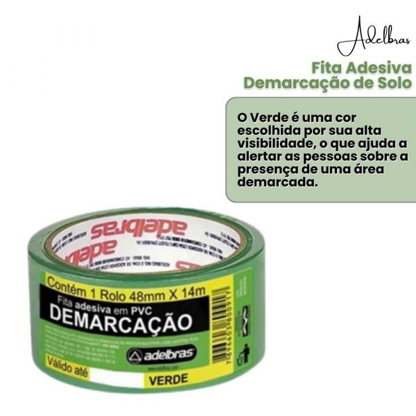 Fita Adesiva Demarcação de Solo 48mm x14m Verde Adelbras