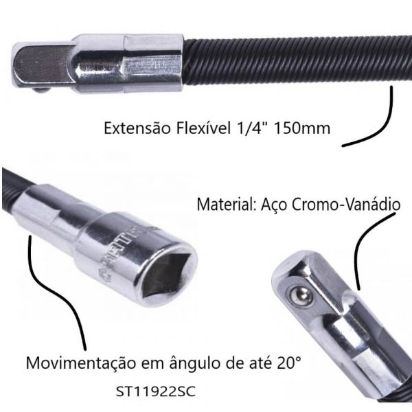 Extensor Para Soquete Flexível 1/4