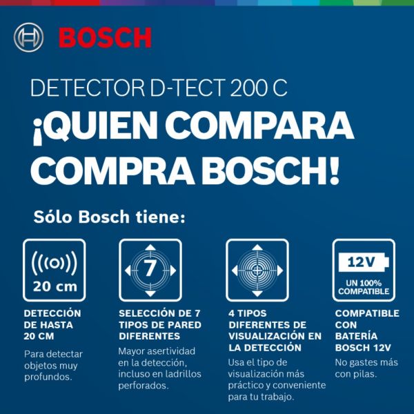 Detector e Scanner de parede Bosch D-TECT 200 C 200mm