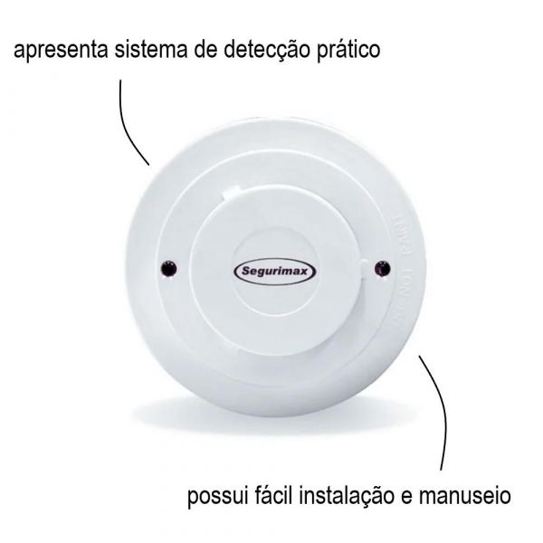 Detector de Fumaça Óptico 12/24V Segurimax