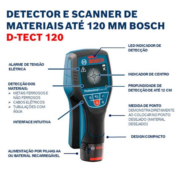 Detector e scanner de parede Bosch D-TECT 120
