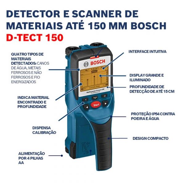 Detector e Scanner de Parede Bosch D-TECT 150