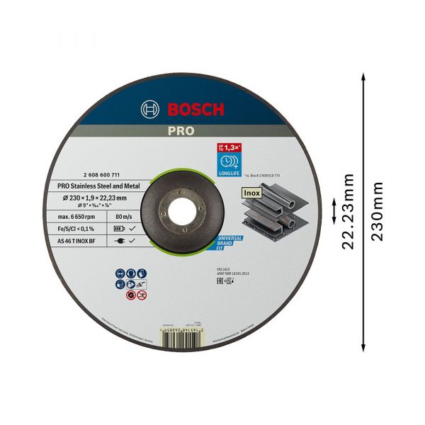 Disco Corte 9x5/64x7/8 Inox Bosch