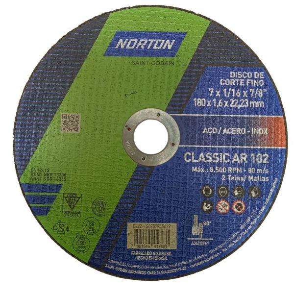 Disco Corte Classic Ar 102 7 Pol. X 1/16 X7/8 Pol. Norton 