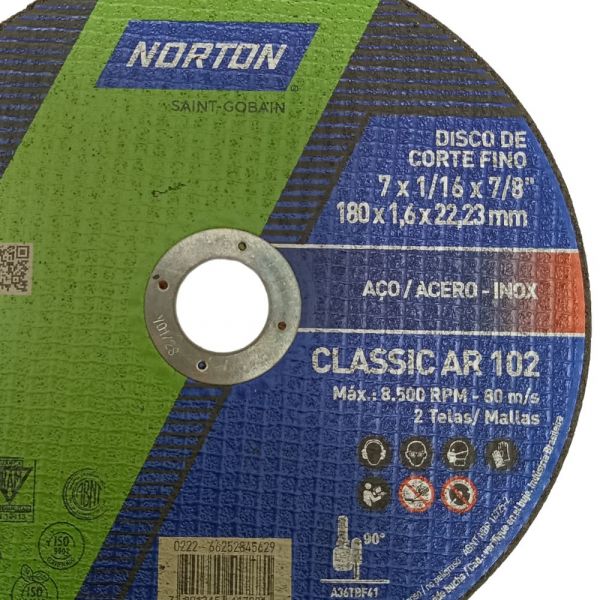 Disco Corte Classic Ar 102 7 Pol. X 1/16 X7/8 Pol. Norton 