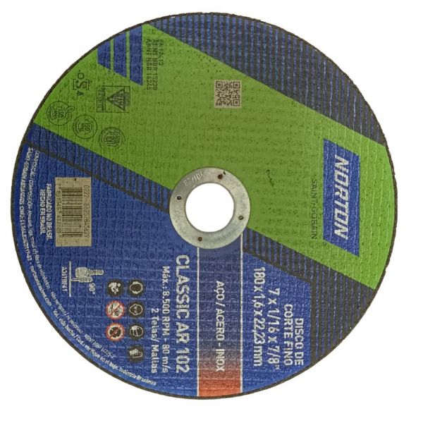 Disco Corte Classic Ar 102 7 Pol. X 1/16 X7/8 Pol. Norton 
