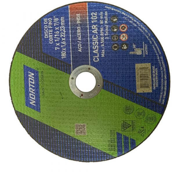 Disco Corte Classic Ar 102 7 Pol. X 1/16 X7/8 Pol. Norton 