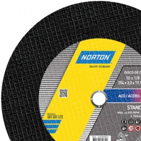 Disco de Corte AR 302 10 Pol. x 1/8 x 3/4 Pol. Standard Norton