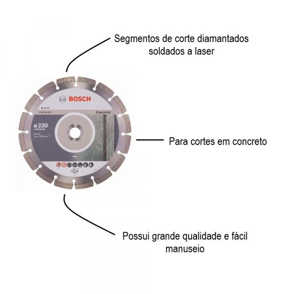 Disco diamantado segmentado Bosch Std for Concrete 230x22,23x2,3x10mm