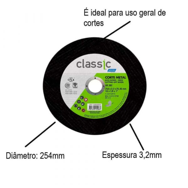 Disco De Corte 10X1/8X1” AR312 Norton