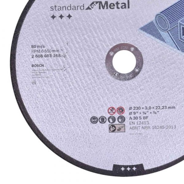 Disco de Corte Standard for Metal 230x3,0mm Centro Reto Bosch