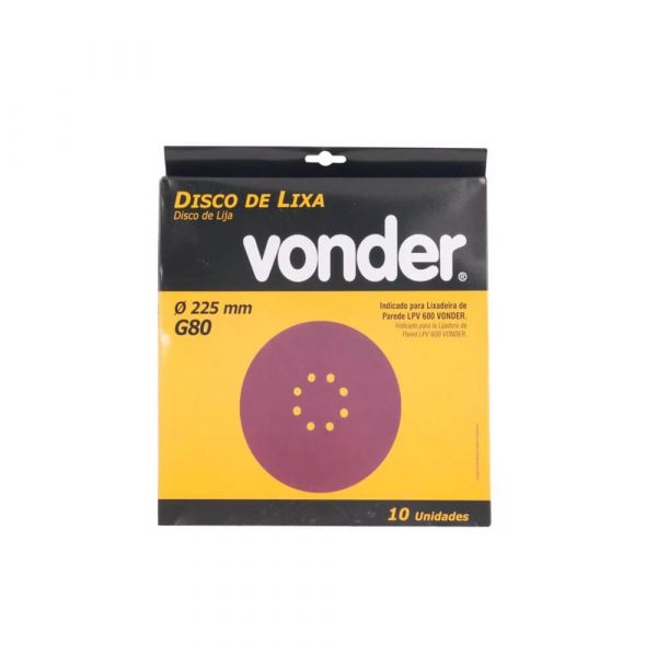 Disco De Lixa 225mm Grão 80 Para Lixadeira Lpv 600 E Lpv 1000 Vonder