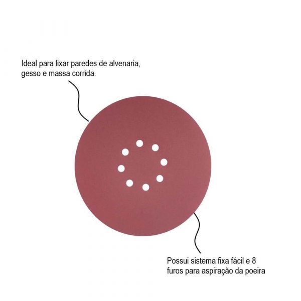 Disco De lixa Com Costado Em Pluma 225mm  Para Lixadeira Lpv 600 E Lpv 1000 Com 10 Unidades Vonder