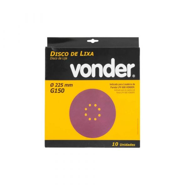 Disco De lixa Com Costado Em Pluma 225mm  Para Lixadeira Lpv 600 E Lpv 1000 Com 10 Unidades Vonder