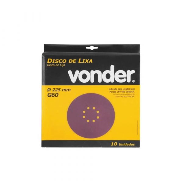 Disco De Lixa Para Lixadeira 180 Grão LPV 600 10 Unidades Vonder