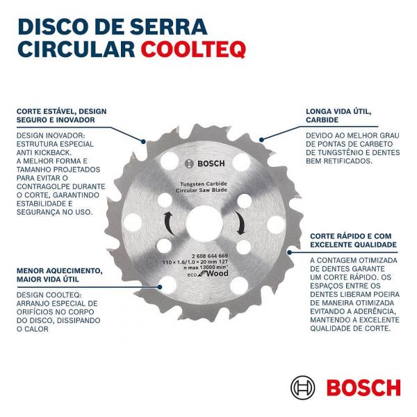 Disco de Serra Circular para Madeira 184mm 16 Dentes Bosch