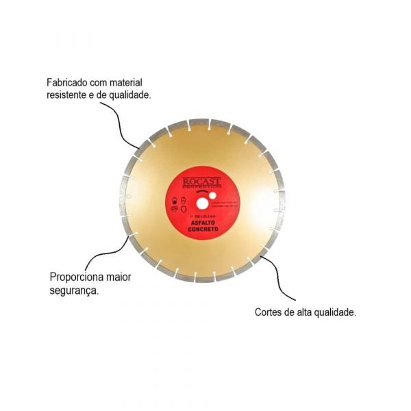 Disco Diamantado Para Asfalto/Concreto 350mm Rocast