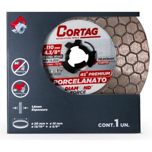 Disco Diamantado para Chanfro 45° 4.3/8 Pol. Cortag