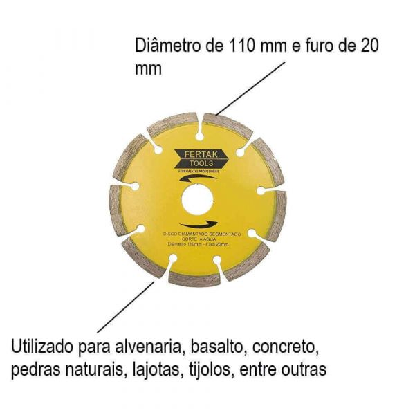 Disco Diamantado Segmentado 110mm Fertak