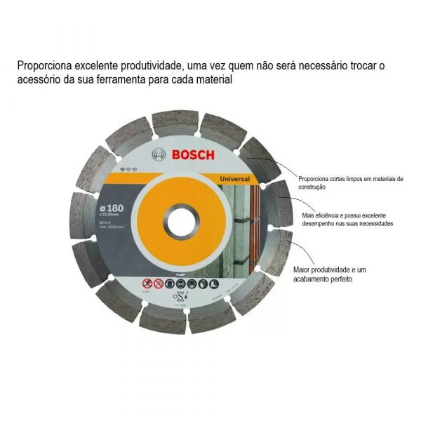 Disco diamantado segmentado Bosch Standard for Universal multimaterial 180 x 22,23 x 2 x 10 mm 
