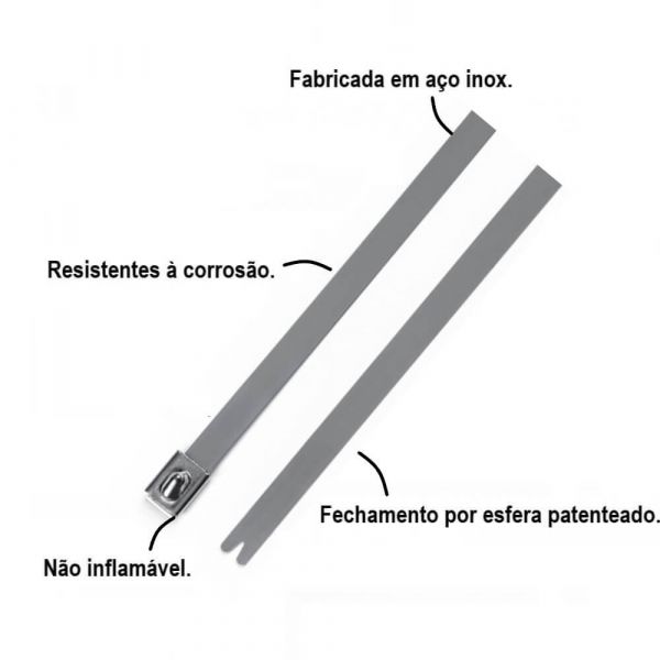 100 Unidades De Abraçadeiras De Inox 316 MBT8S 4,5 X 200 mm HellernnTyton