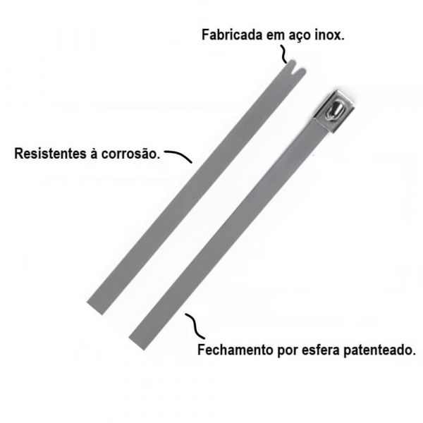 100 Unidades De Abraçadeiras De Inox 316 MBT14S 4.5 X 360 mm HellernnTyton
