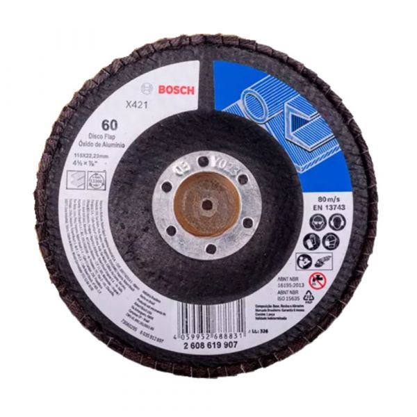 Disco Flap 4.1/2 Pol. G60 Óxido Alumínio Metal Bosch